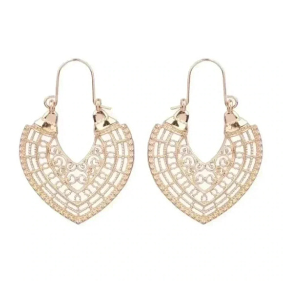Ethnic Boho Gypsy Gold Flower Vintage Drop Earrings - Picture 1 of 5